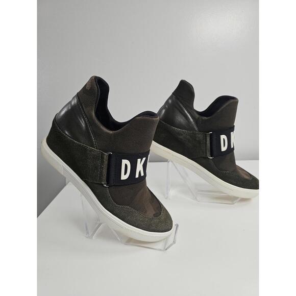 DKNY Women's Camouflage Slip-On Sneakers with Logo Strap - Picture 3 of 9